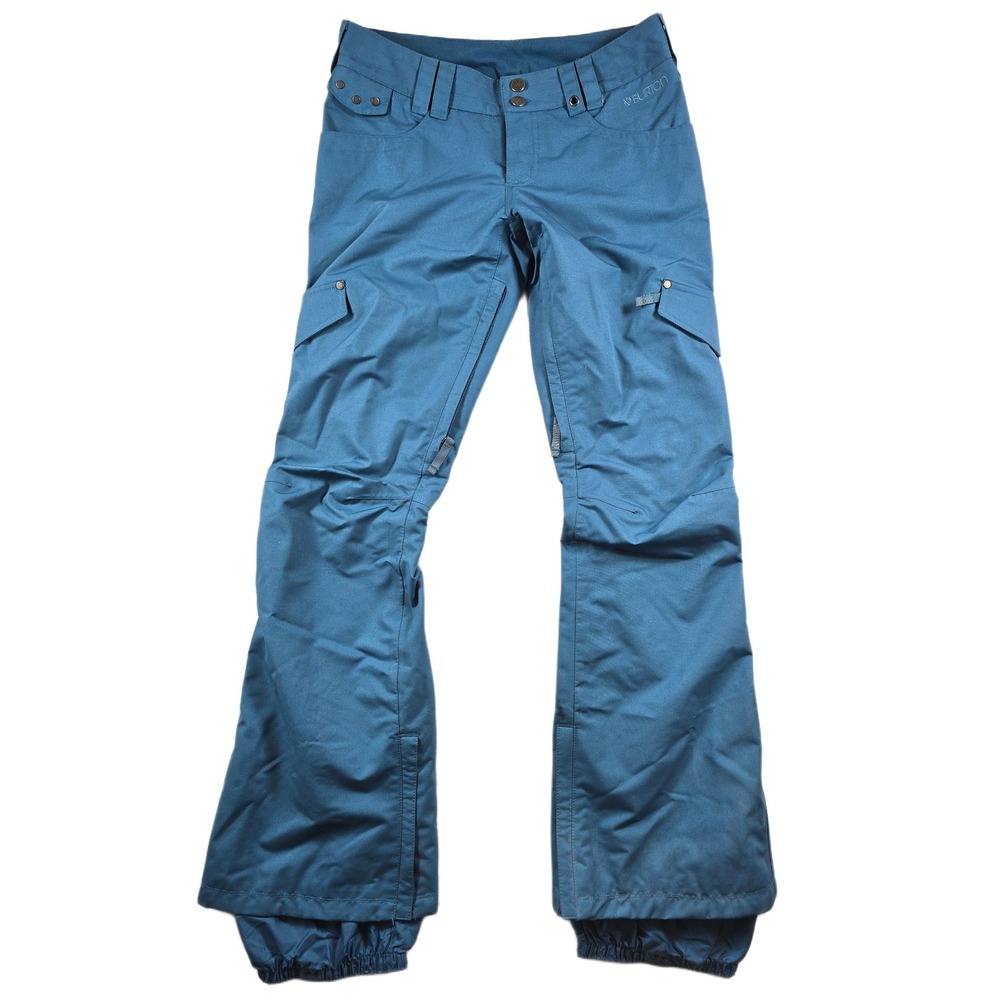 Burton Snow Pants Womens Small Blue Polyester Cargo Ski Snowboarding Insulated